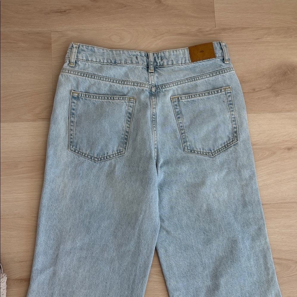 Zara Light Blue Wide Leg Jeans - Picture 6 of 14